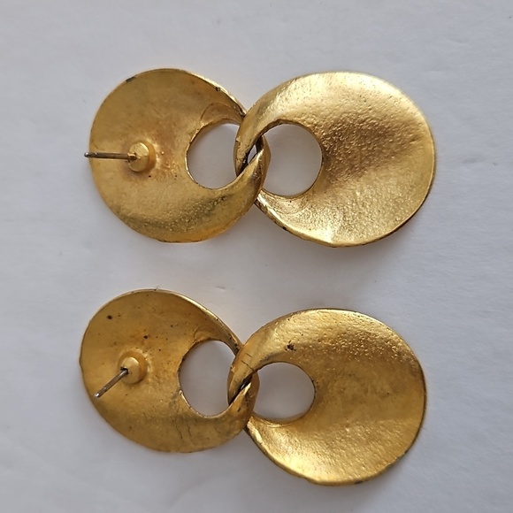 Satin Goldtone Hanging Pierced Earrings - Picture 6 of 6